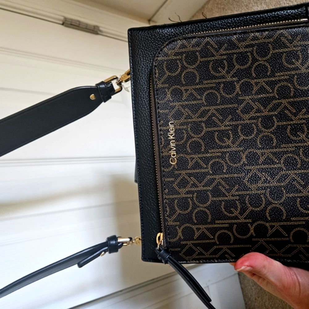Calvin Klein Black and Brown Monogram Bag